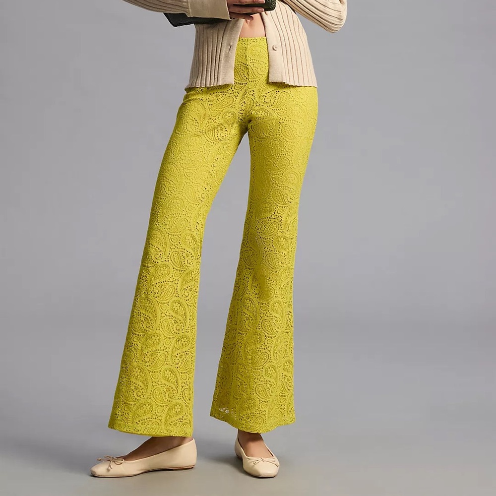 BY ANTHROPOLOGIE Flared Lace Pants
